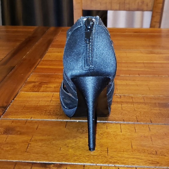 Mina black sparkle open toe heels - Picture 3 of 10